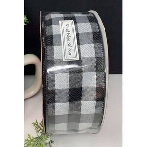 Celebrate Buffalo Check Wired Ribbon 2.5 Inch x 75 Feet Wired Black White Jumbo